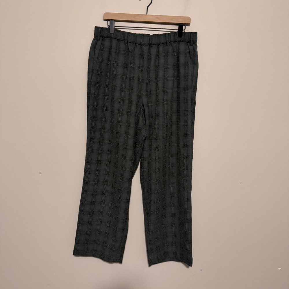 BEAMS Bouclé Check Easy Pants Men's M Charcoal Plaid Wide Tapered Casual